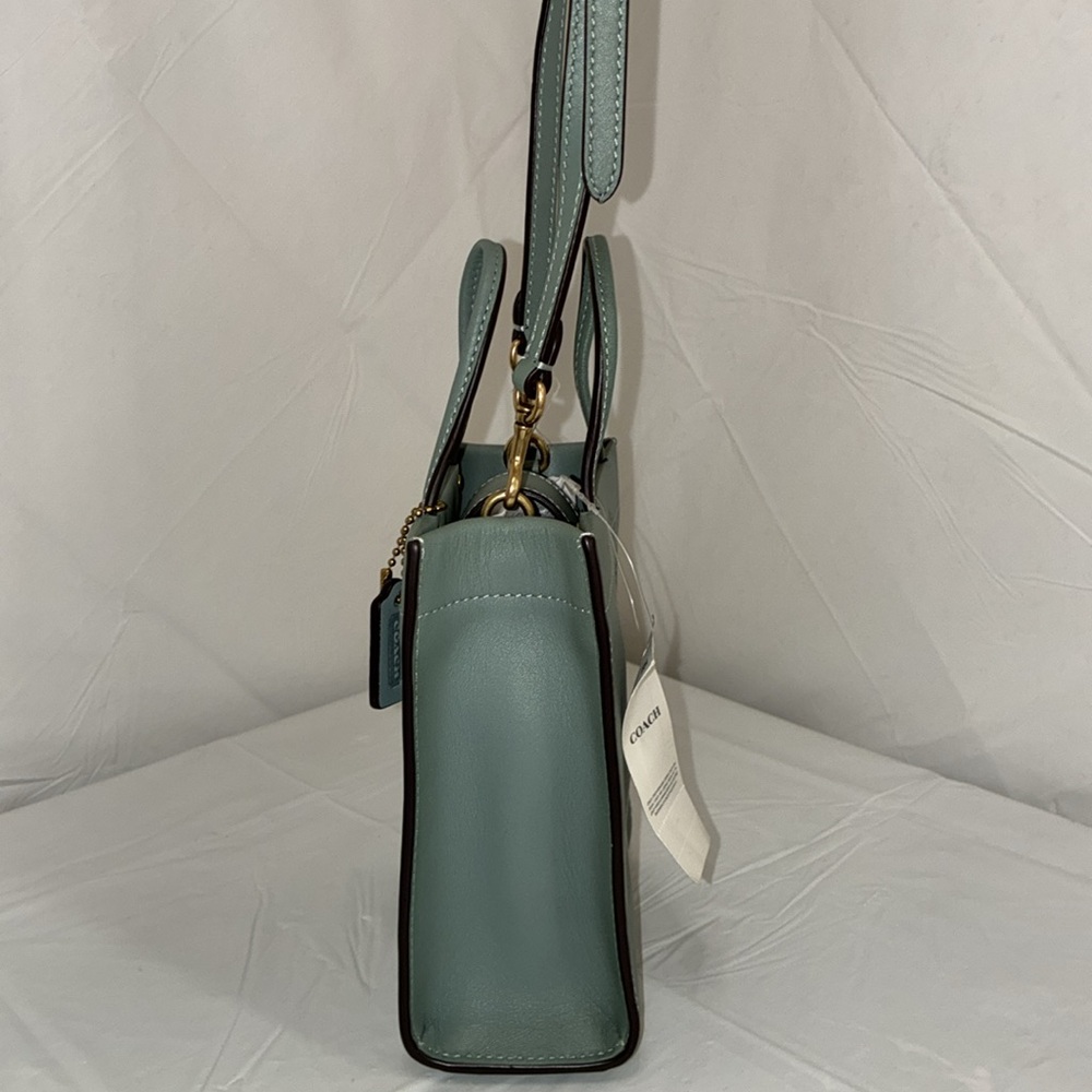 Coach Small Leather Satchel in Seafoam Green with Gold Hardware - Picture 4 of 11